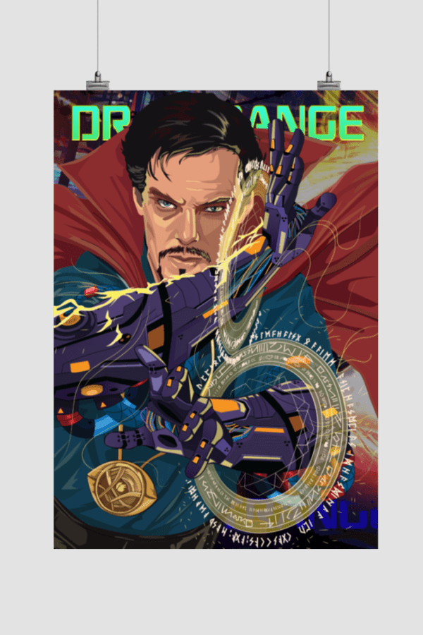 Dr. Strange Cyberpunk Style Poster | Marvel Superhero | Modern Aesthetic | Size A3