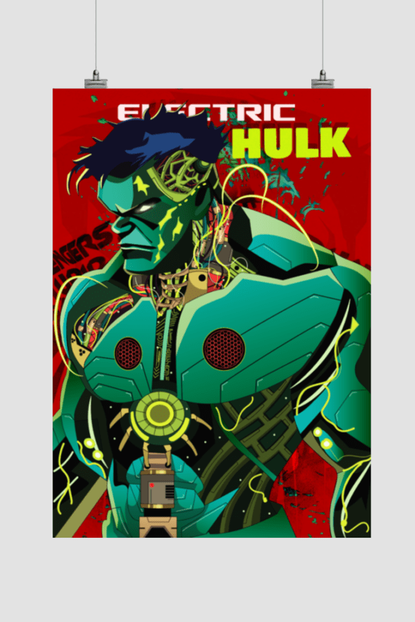 Hulk Cyberpunk Style Vector Poster | Marvel Superhero | Modern Aesthetic | Size A3