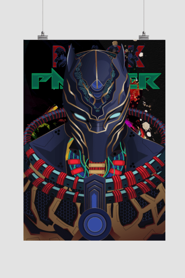 Black Panther Cyberpunk Style Poster | Marvel Superhero | Modern Aesthetic | Size A3