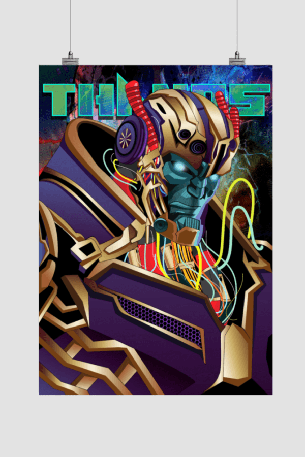 Thanos Cyberpunk Style Vector Poster | Marvel Superhero | Modern Aesthetic | Size A3